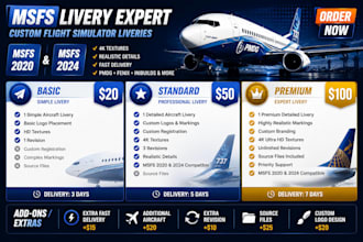 create msfs 2020 and 2024 high quality liveries