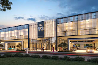 create 3d car showroom, high end car workshop, dealership interior 3d rendering