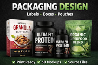 product packaging design and label with modern branding
