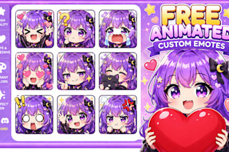 draw custom twitch emotes, chibi emotes, animated emotes, vtuber emotes streamer