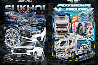 draw vector design of a car or motorcycle with extra details