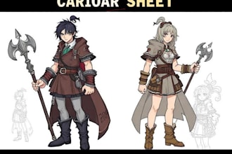 make a character sheet with a unique art style