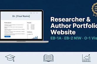 build a portfolio website for researchers and authors for eb1a, eb2 niw, o1 visa