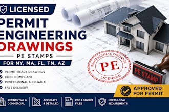 licensed permit engineering drawings pe stamps for ny fl tn az ma