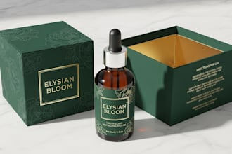 design premium cosmetic label and box packaging design