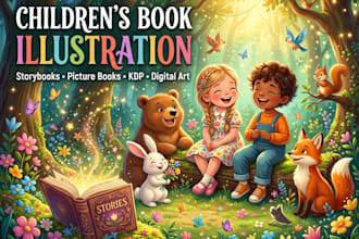 illustrate children story book illustration for kids and KDP