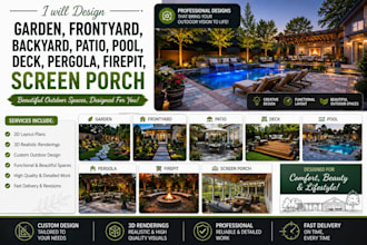 design deck garden frontyard backyard patio pool pergola firepit screen porch