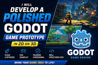 develop a polished godot game prototype in 2d or 3d