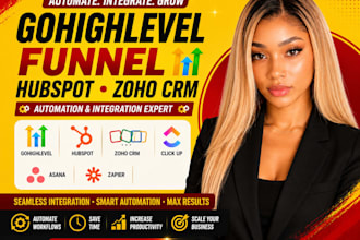 gohighlevel funnel hubspot zoho crm click up automation asana zapier integration