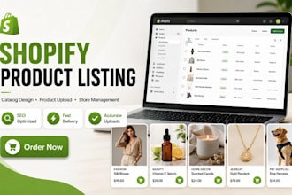 shopify product listing, catalog design, product upload and store management