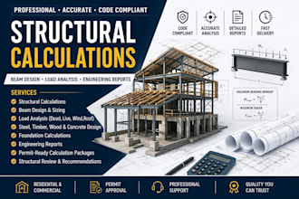 provide structural calcs, beam design, load analysis and engineering reports