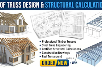 design roof trusses with structural calculations for permit approval