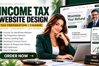 design income tax wordpress website finance landing page tax preparation website
