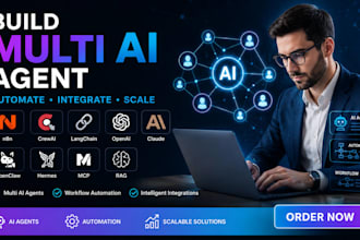 build multi ai agent with crew ai langchain openclaw hermes agent n8n automation
