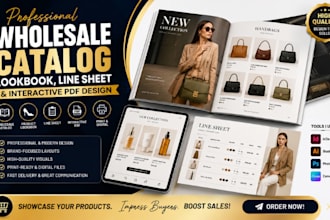wholesale catalog, product lookbook, line sheet and interactive PDF design