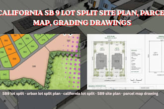 california sb 9 lot split site plan, parcel map grading drawings