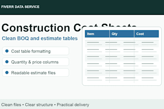 clean and format construction cost spreadsheets