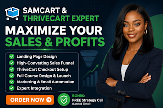 create samcart thrivecraft sales funnel, samcart landing page, online course