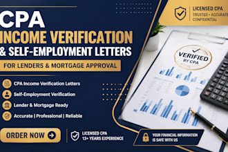 prepare CPA income verification and self employment letters for lenders