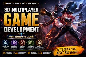 develop mmorpg game, open world 3d mmorpg game, moba game, multiplayer rpg game
