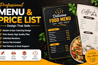 do food menu, cafe menu, bakery menu, price list, pricelab and pricing strategy