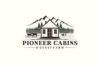 design minimalist mountain cabin rental business logo