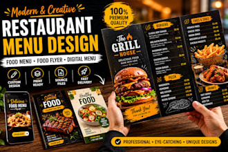 do food menu design, restaurant menu design, food flyer and digital menu