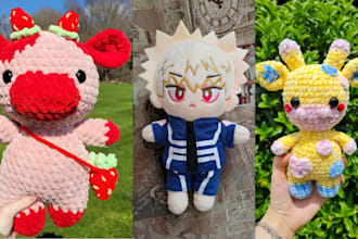 create soft handmade custom plush toys stuffed animals plushie crochet kawaii