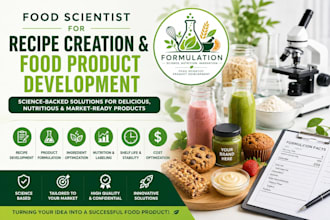 be your food scientist for recipe creation and food product development support