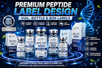 peptide logo peptide vial peptide label design peptide ads copy