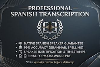 professionally transcribe your spanish audio or video