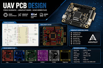 create uav pcb, stm32 schematic, ardupilot board and kicad gerber files