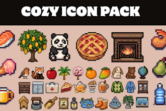 do pixel art icon, skill icon, 2d game asset pixel props pixel vfx animations