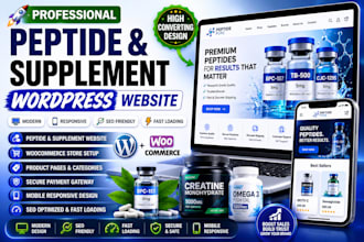 design peptide wordpress website supplement website peptide woocommerce website