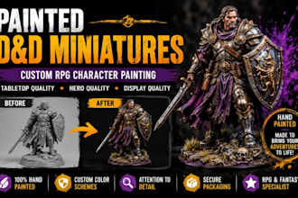 custom paint dnd miniature, rpg characters and tabletop fantasy figure