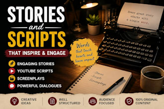 write stories and professional scripts for youtube and films
