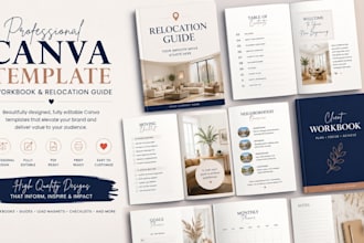 design professional canva template, workbook and relocation guide
