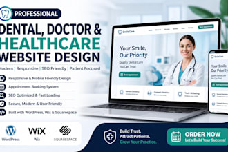design dental, doctor, clinic, healthcare website with with appointment booking