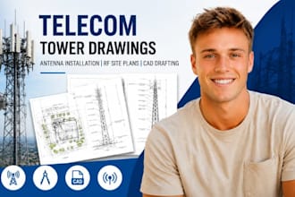 telecom tower drawings, antenna installation, cad drafting, rf site plans