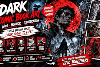 draw dark comic book art, noir illustration, and horror comics