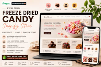 build freeze dried candy shopify store chocolate website cake snacks store