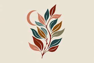 do boho hand drawn botanical minimalist logo design