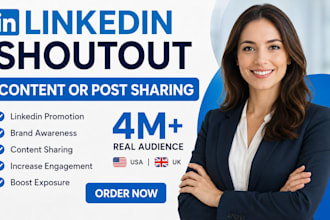 share or repost shoutout your content or post with 4m USA UK linkedin audience