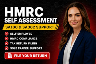 handle hmrc self assessment tax returns, sa100, sa302 for self employed
