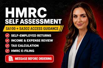 handle hmrc self assessment tax returns, sa100, sa302 for self employed