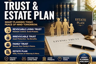 create revocable living trust, irrevocable trust, family trust and estate plan
