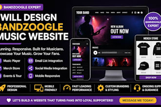 design bandzoogle music website, merch store and artist website