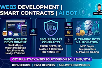 build web3 crypto website smart contract and ai trading bot on solana bnb eth
