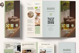 design business brochure for amenities guides, wellness premium room pacakage