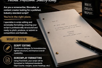 format proofread edit your movie script film script screenplay as script editor